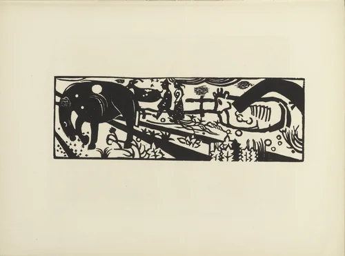 Peasants Strolling (Bauerngang) from the illustrated book Deutsche Graphiker der Gegenwart (German Printmakers of Our Time) by Heinrich Campendonk, illustrated book, 1918