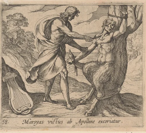 Apollo vilt Marsyas by Antonio Tempesta, print, 1606