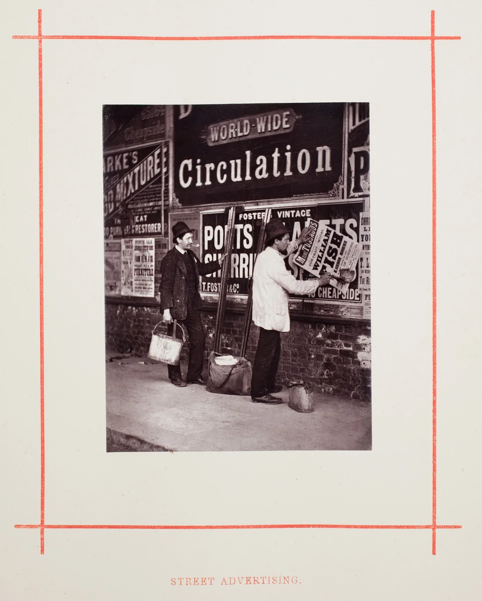 Street Advertising by John Thomson, photograph, 1877