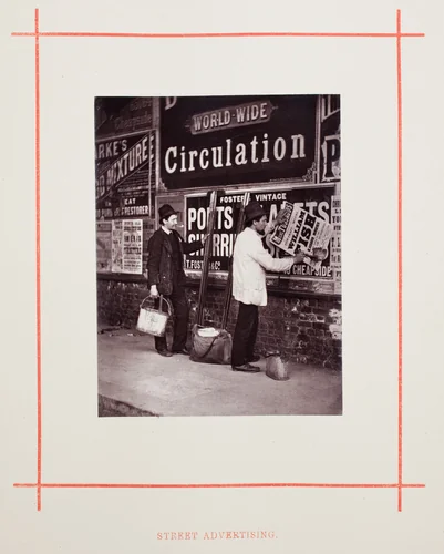 Street Advertising by John Thomson, photograph, 1877