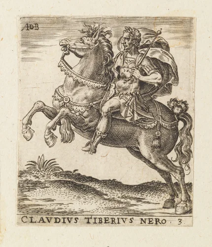 Claudius Tiberius Nero, from "Twelve Caesars on Horseback" by Abraham de Bruyn, print, 1560-1592