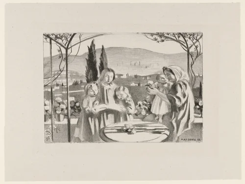 La Terrasse (The Terrace) from Essai dur l'histoire de la lithographie en France. Les Peintures lithographes de Manet à Matisse. Album de lithographies originales. by Maurice Denis, print, 1923