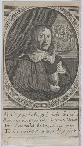 John Milton, Age 21 (frontispiece: Paradise Regained) by Michael Vandergucht, print, 1747
