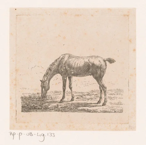 Grazend paard by Pierre-François le Roy, print, 1794-1862