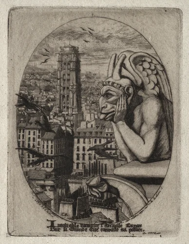Etchings of Paris: The Gargoyle by Charles Meryon, print, 1853