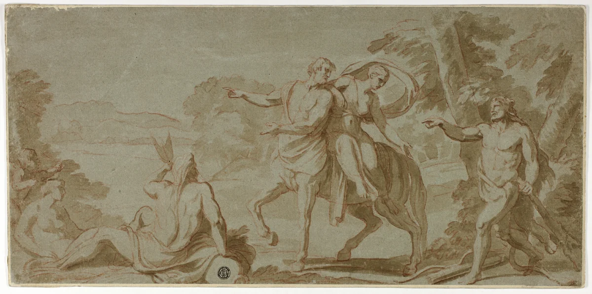 Nessus, Deianeira and Hercules by Charles Le Brun, drawing, 1600-1750