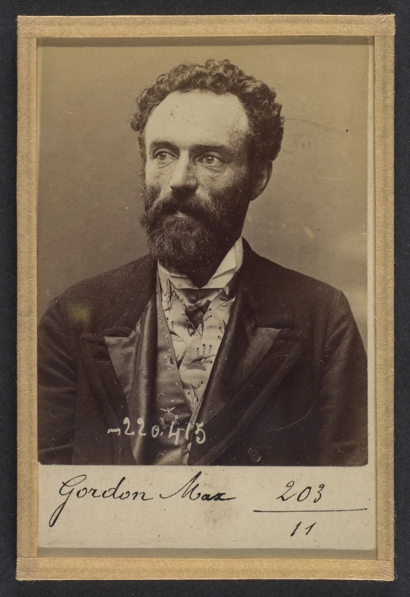Gordon. Max. 39 ans, né le 20/8/54 à Vilna (Italie). Employé de commerce. Anarchiste. 2/7/94. by Alphonse Bertillon, photograph, 1894