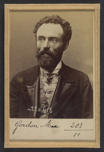 Gordon. Max. 39 ans, né le 20/8/54 à Vilna (Italie). Employé de commerce. Anarchiste. 2/7/94. by Alphonse Bertillon, photograph, 1894