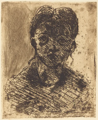 Bust of a Girl by Paul Cezanne, print, 1873