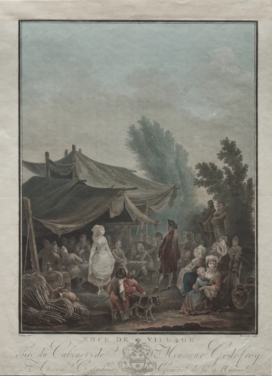 Village Wedding by Charles Melchior Descourtis, print, 1785
