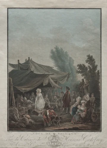 Village Wedding by Charles Melchior Descourtis, print, 1785