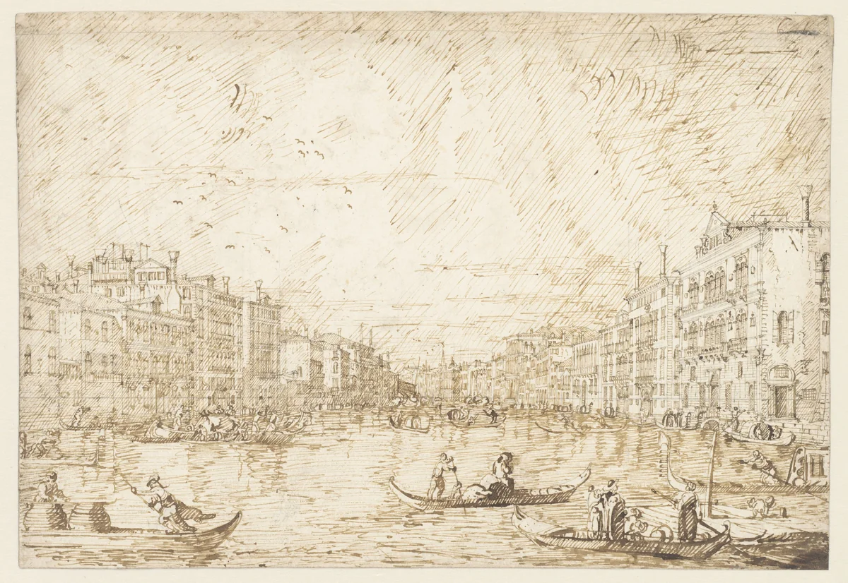 The Grand Canal, Venice by Canaletto, drawing, 1738-1740