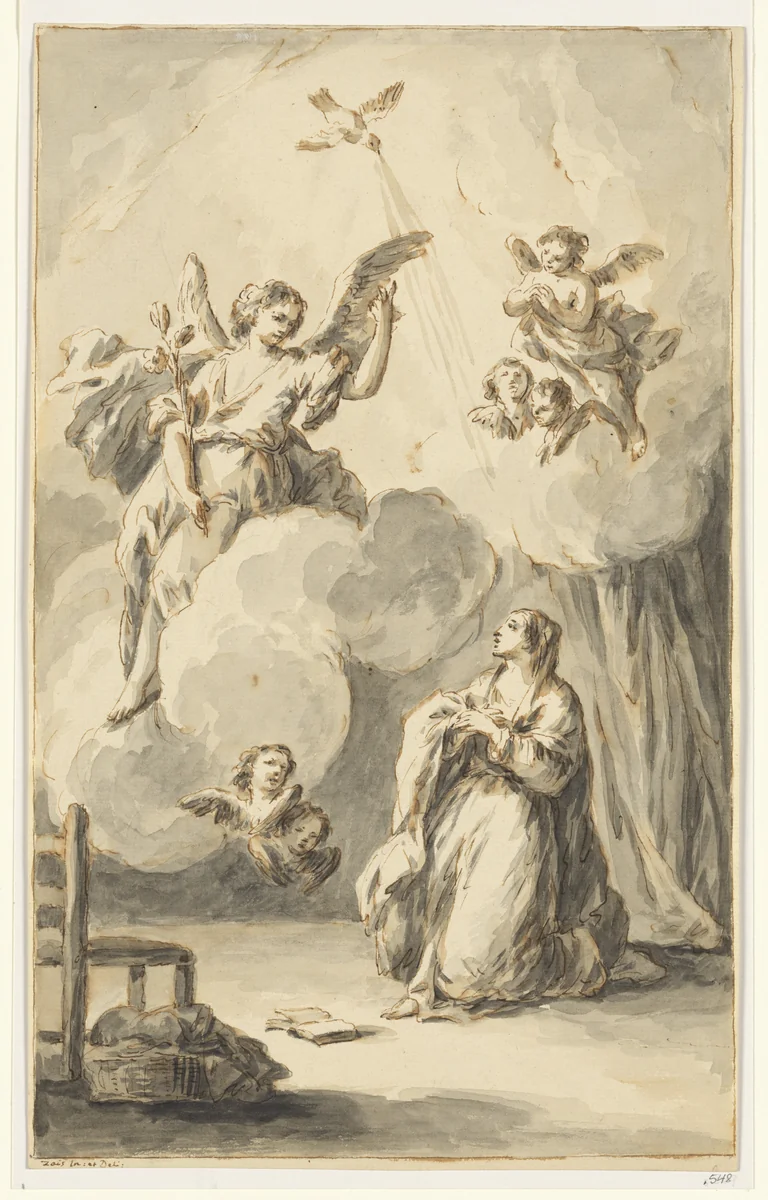 The Annunciation by Giuseppe Zais, drawing, 1736-1770