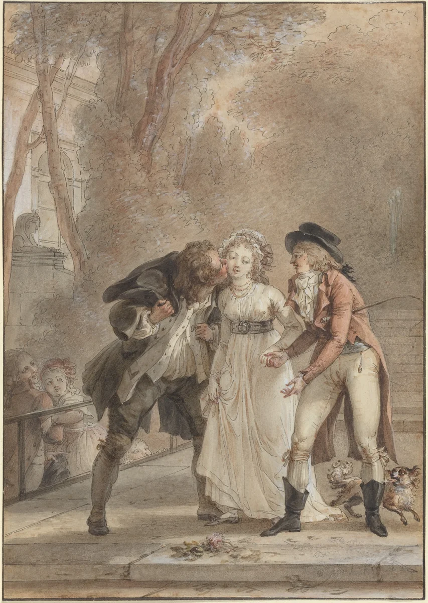 Loaned Kiss by Jacques Louis François Touzé, drawing, 1795