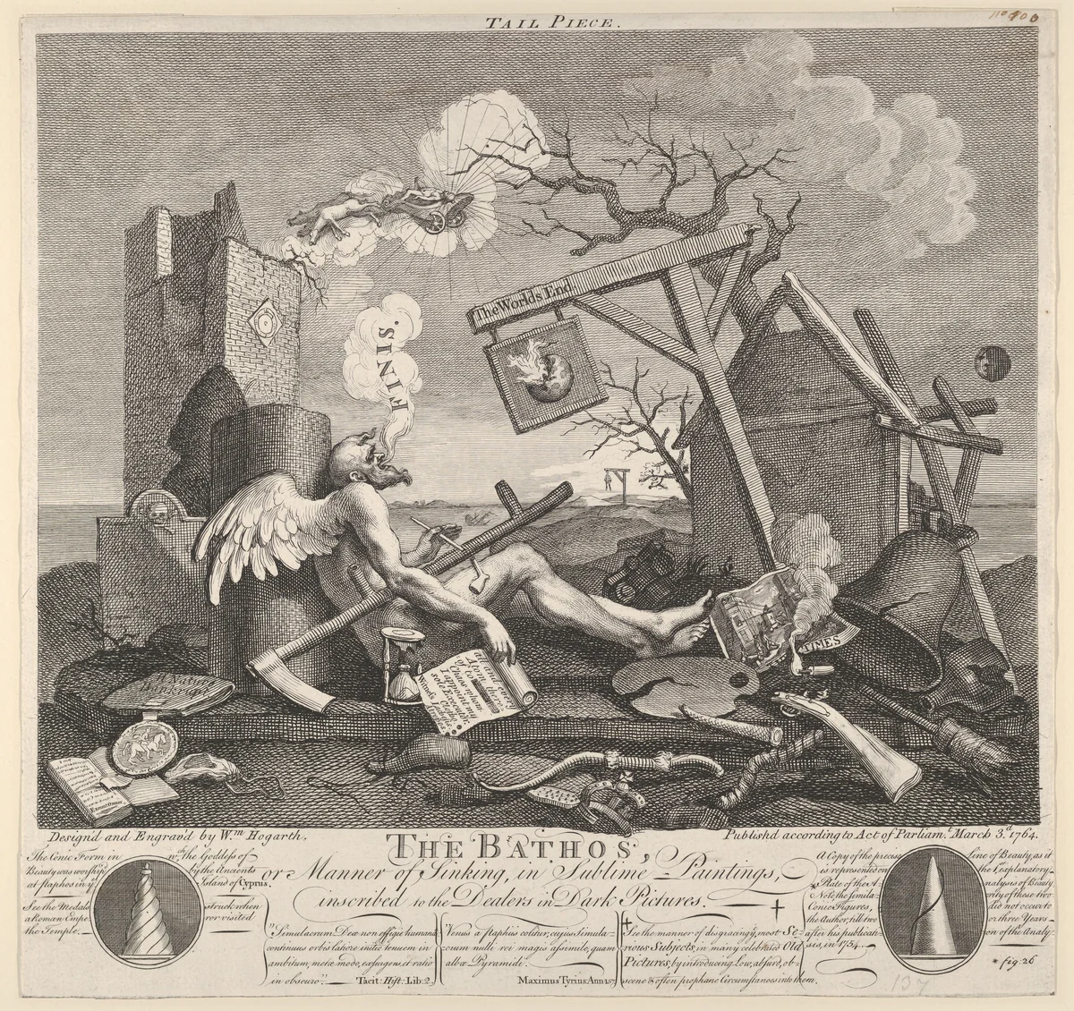 Tailpiece, or The Bathos by William Hogarth, print, 1764