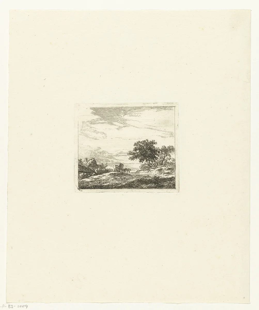 Landschap met koets by Hermanus van Brussel, print, 1800-1815