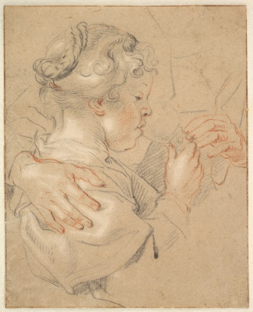 Study of a Young Girl Drinking from a Glass by Jacob Jordaens, drawing, 1640-1645