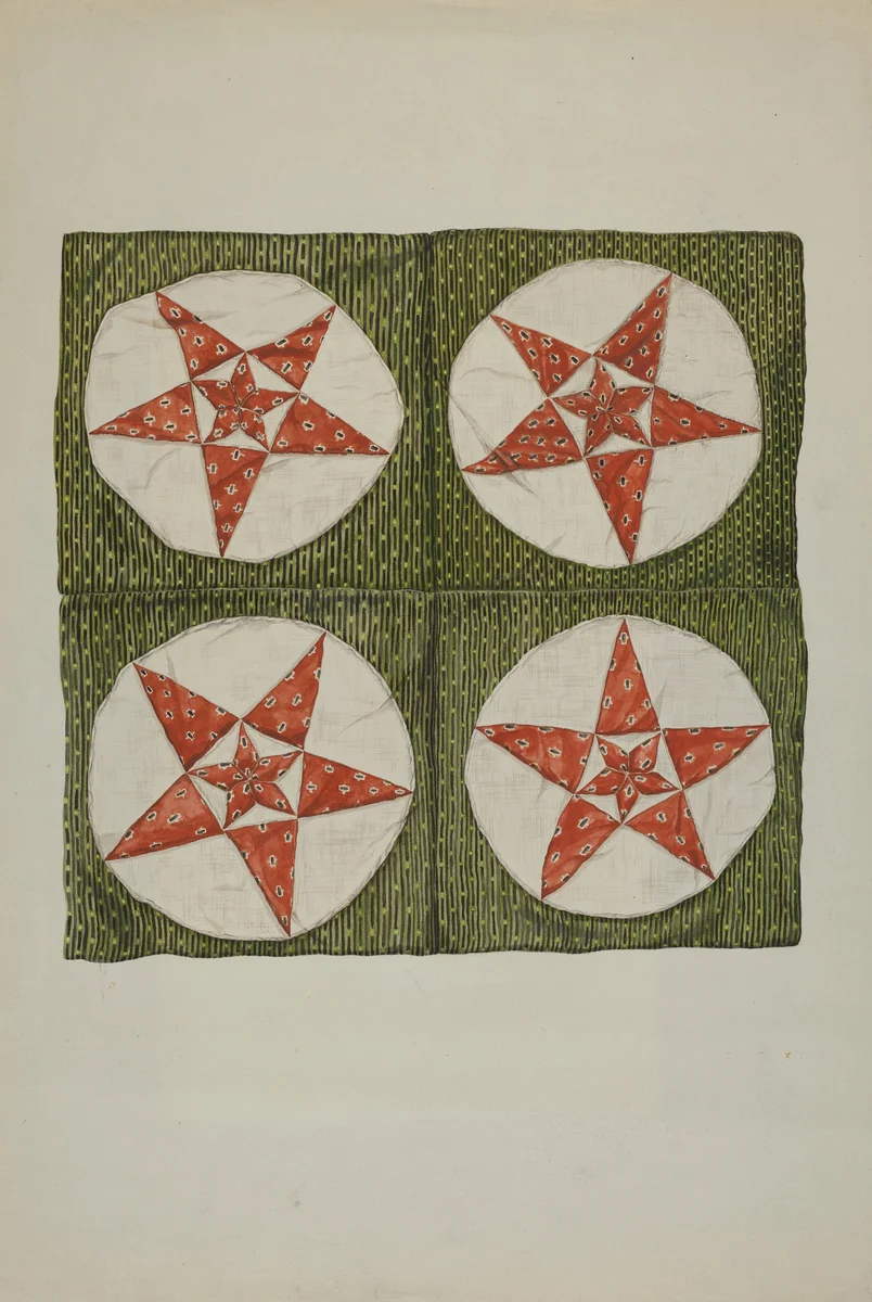 Quilt Blocks - Applique Star by American 20th Century, index of american design, 1935-1942