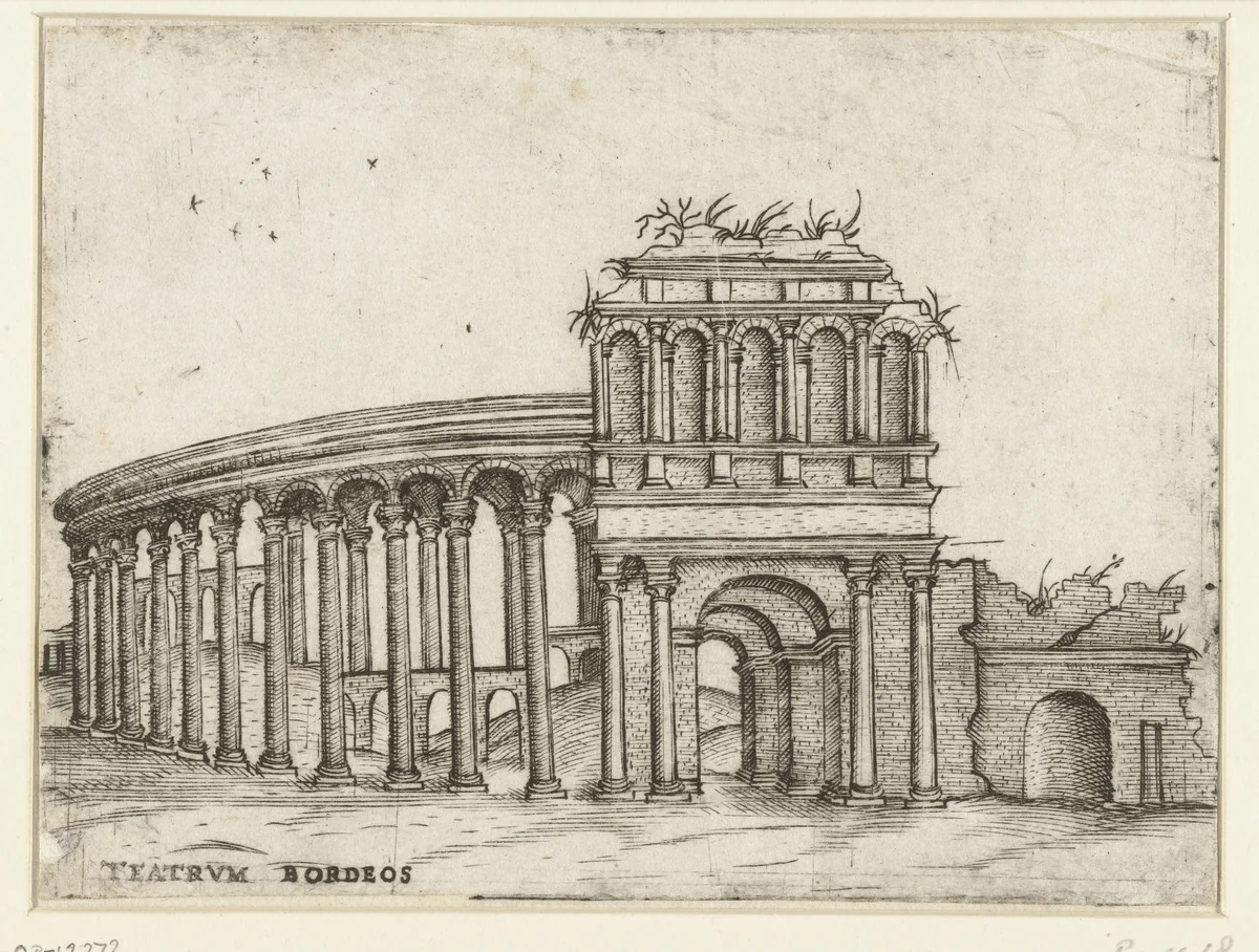 Vervallen klassiek theater by anonymous, print, 1500-1549