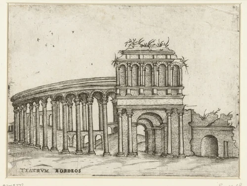 Vervallen klassiek theater by anonymous, print, 1500-1549