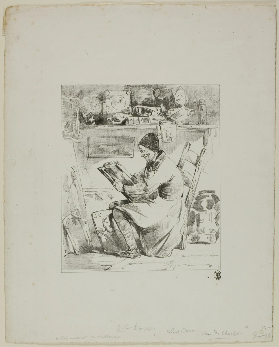 The Old Art Dealer by Louis Canon, print, 1801-1900