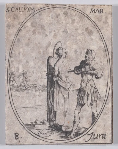 Ste. Calliope, martyre (St. Calliope, Martyr), June 8th, from "Les Images De Tous Les Saincts et Saintes de L'Année" (Images of All of the Saints and Religious Events of the Year) by Jacques Callot, print, 1636