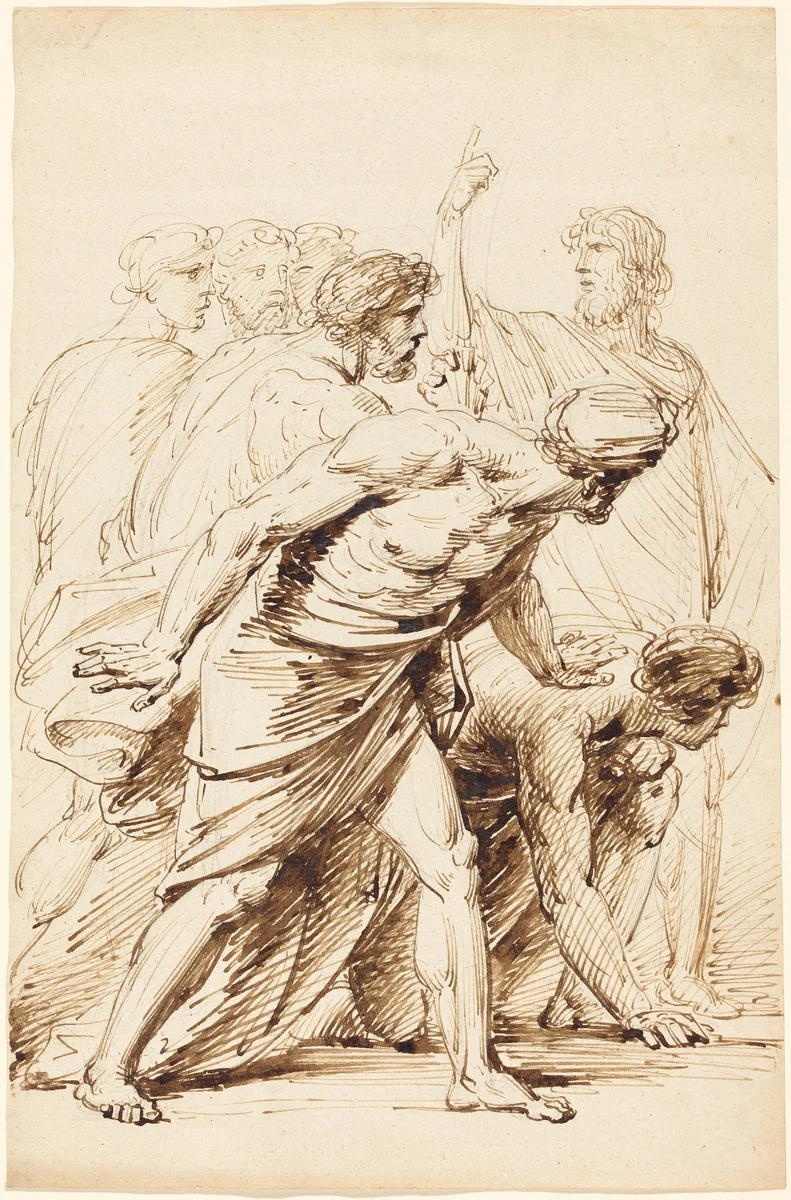 Seven Men in Antique Dress by Heinrich Friedrich Füger, drawing, 1798