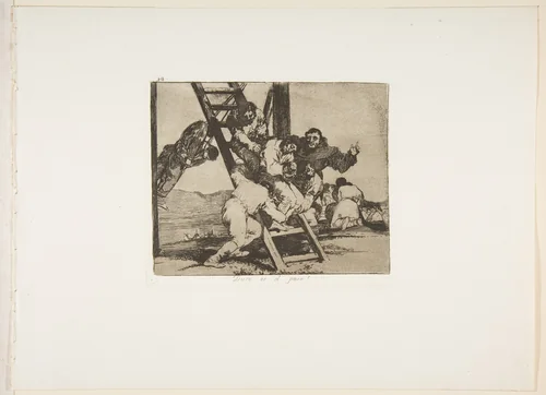 Plate 14 from "The Disasters of War" (Los Desastres de la Guerra): 'It's a hard step!' (Duro es el paso!) by Goya, print, 1810
