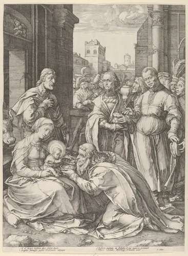 Adoration of the Magi by Hendrick Goltzius, print, 1570-1617
