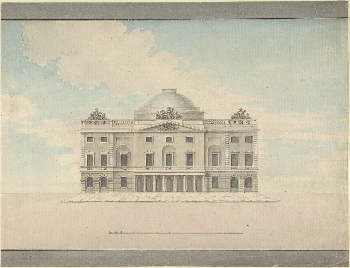 Design for the Façade of a Theater (Perspective) by Charles Middleton, drawing, 1770-1818