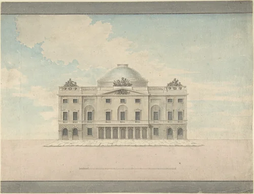 Design for the Façade of a Theater (Perspective) by Charles Middleton, drawing, 1770-1818