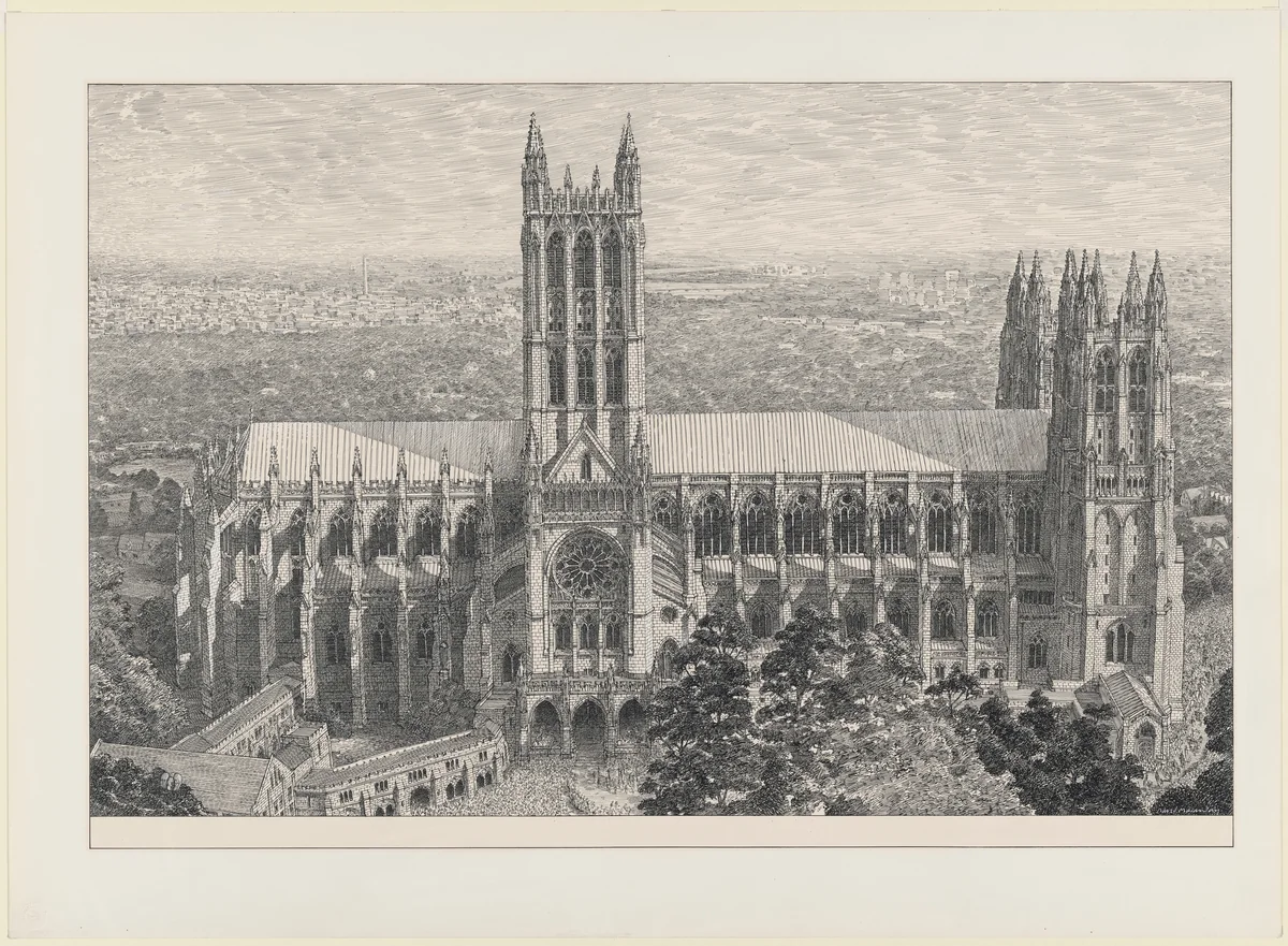Consecration Day at Washington National Cathedral, Washington, DC (September 29, 1990) by David Macaulay, drawing, 1989-1990