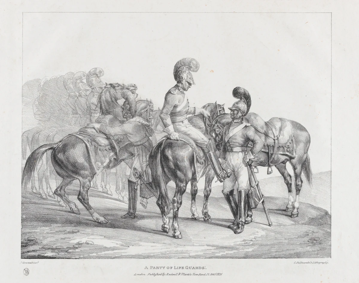 A Party of Life Guards by Théodore Gericault, print, 1821