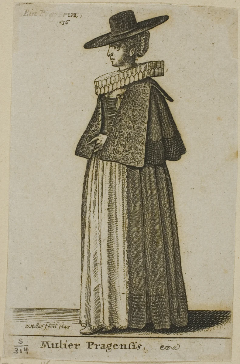 Woman from Prague by Wenceslaus Hollar, print, 1643