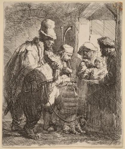 The Strolling Musicians by Rembrandt van Rijn, print, 1635