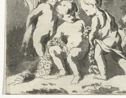 Vier seizoenen voorgesteld door vier kinderen by Anthonie van den Bos, print, 1778-1838