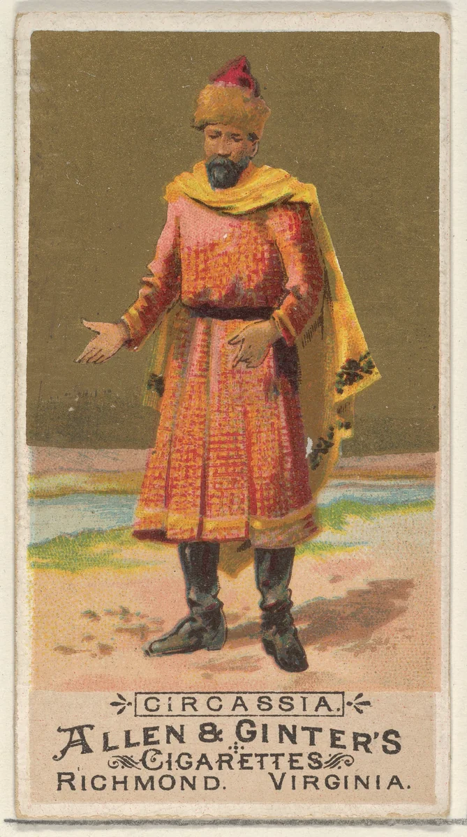 Circassia, from the Natives in Costume series (N16) for Allen & Ginter Cigarettes Brands by Allen & Ginter, print, 1886