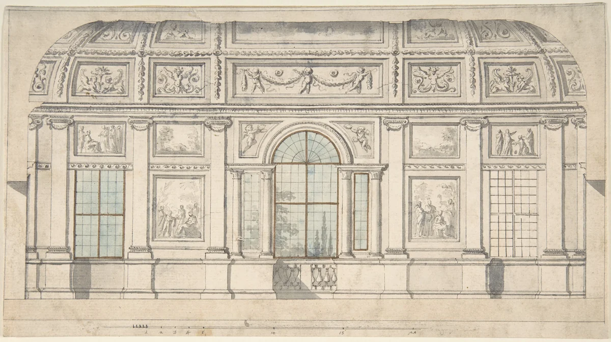 Design for an Architectural Interior by Pierre Nicolas Ransonnette, drawing, 1760-1810