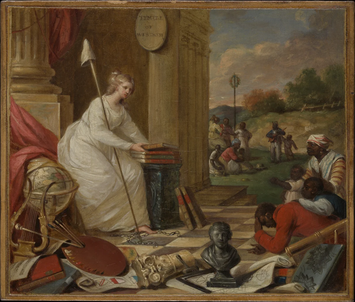 Study For Liberty Displaying the Arts and Sciences, or The Genius of America Encouraging the Emancipation of the Blacks by Samuel Jennings, artwork, 1786-1796