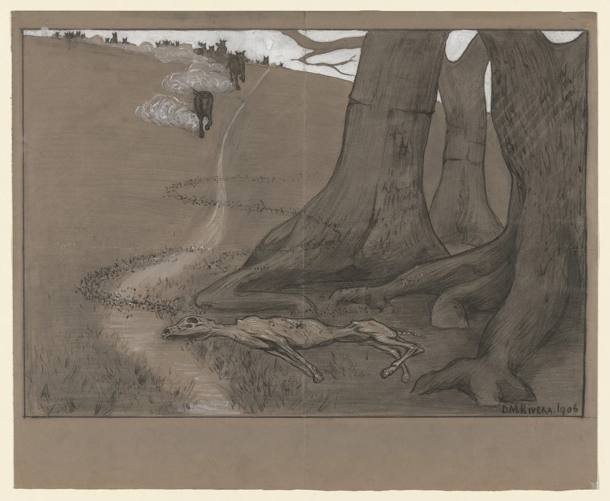 Dead Horse by Diego Rivera, drawing, 1906