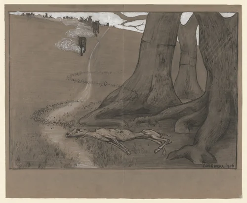 Dead Horse by Diego Rivera, drawing, 1906