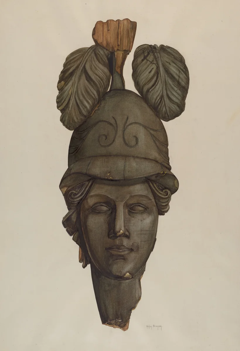Head from a Statue: Minerva by Helen Bronson, index of american design, 1935-1942