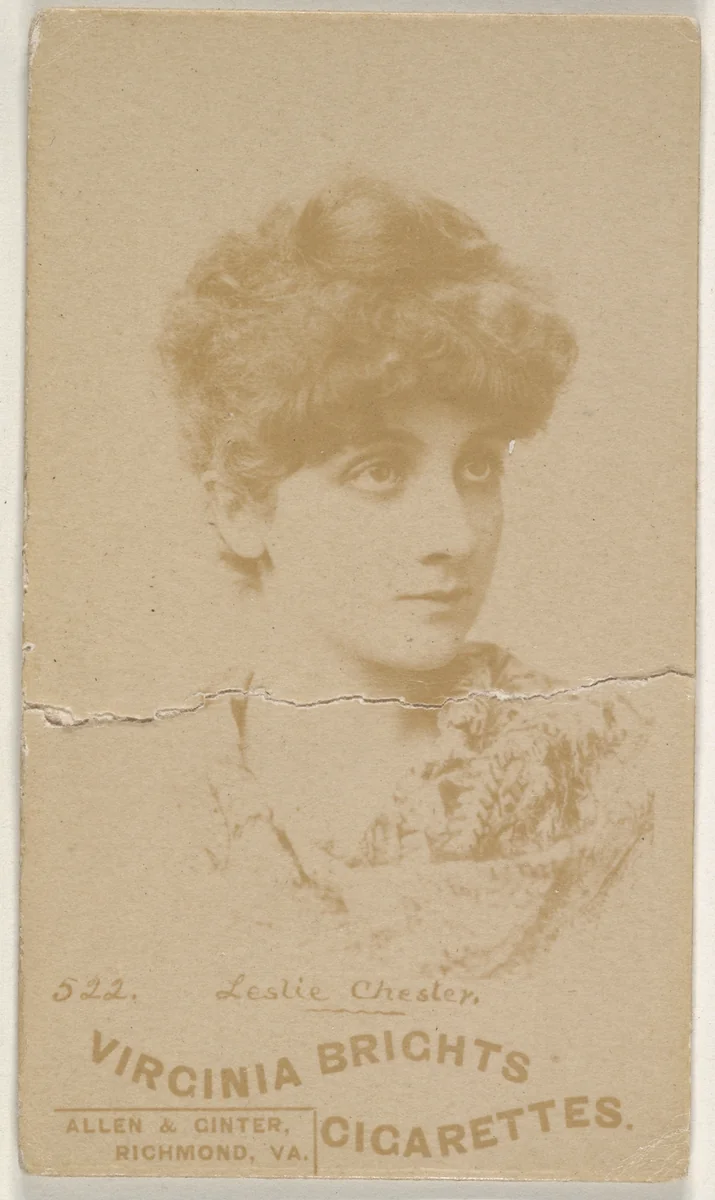Card 522, Leslie Chester, from the Actors and Actresses series (N45, Type 6) for Virginia Brights Cigarettes by Allen & Ginter, photograph, 1885-1891