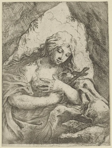Boetvaardige Maria Magdalena by Lorenzo Loli, print, 1622-1691