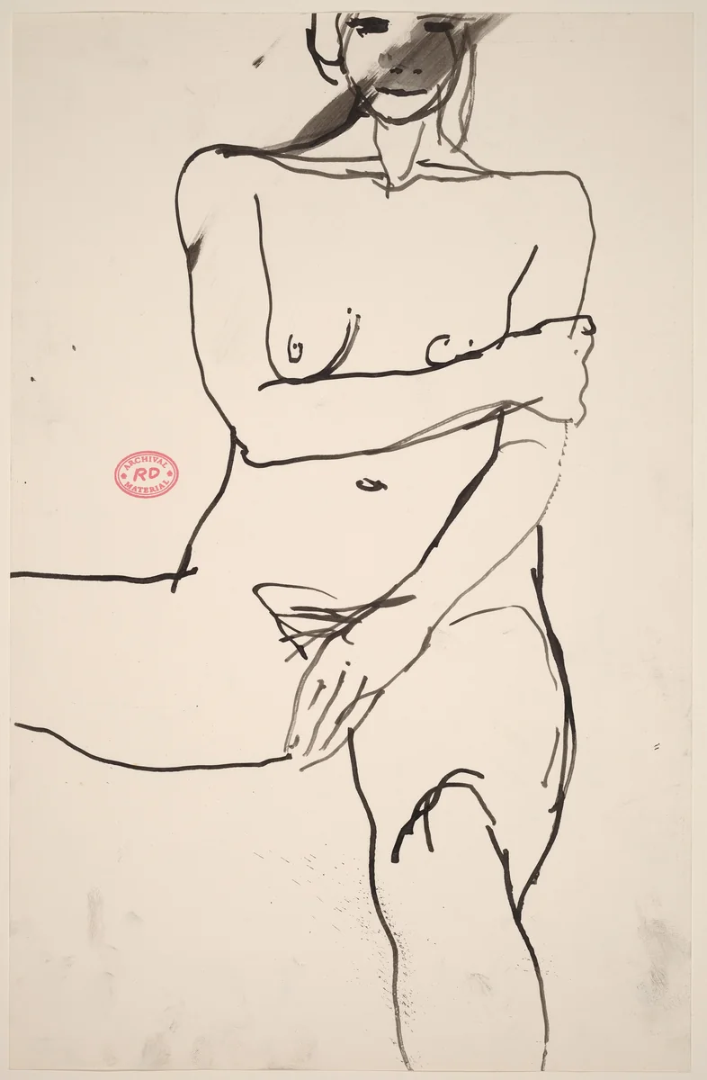 untitled [female nude with right arm across chest] by Richard Diebenkorn, drawing, 1955-1967