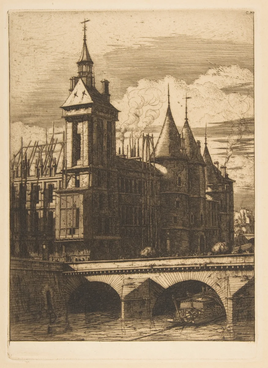 The Clock Tower, Paris, from "Etchings of Paris" by Charles Meryon, print, 1852