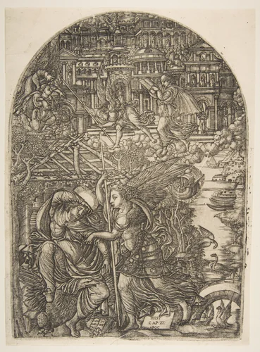 The Angel shows Saint John the New Jerusalem, from the Apocalypse by Jean Duvet, print, 1480-1570