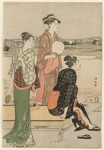 Summer Twilight on the Banks of the Sumida River by Torii Kiyonaga (鳥居清長), print, 1779-1789