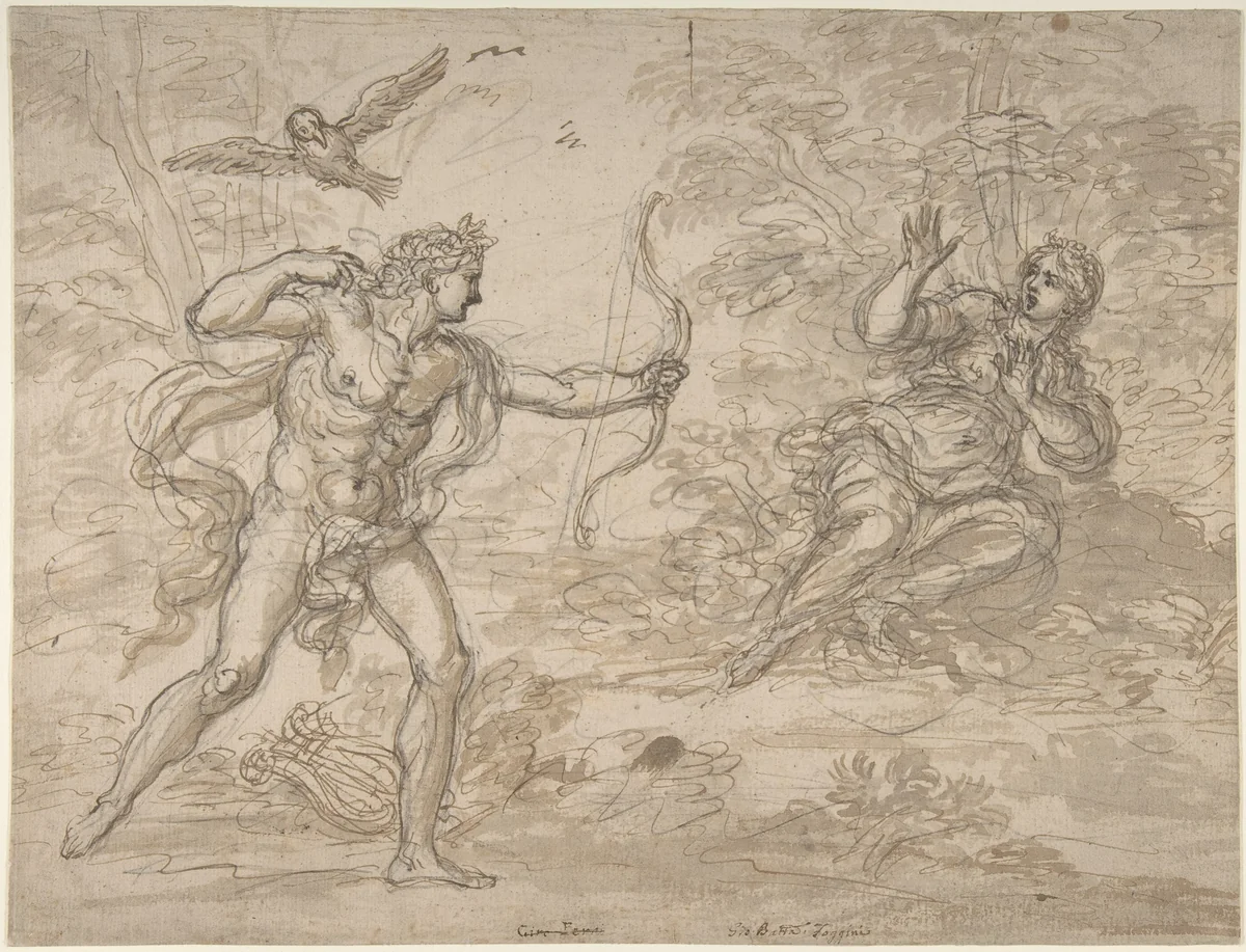 Apollo and Coronis by Giovanni Battista Foggini, drawing, 1652-1725