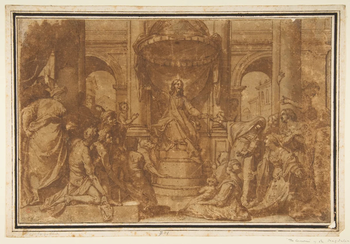Christ Preaching by Federico Zuccaro, drawing, 1500-1600